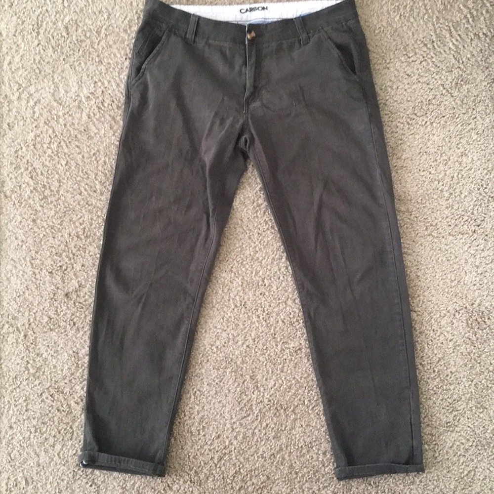 Dark olive green chino pants